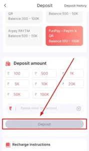 click on the deposit button